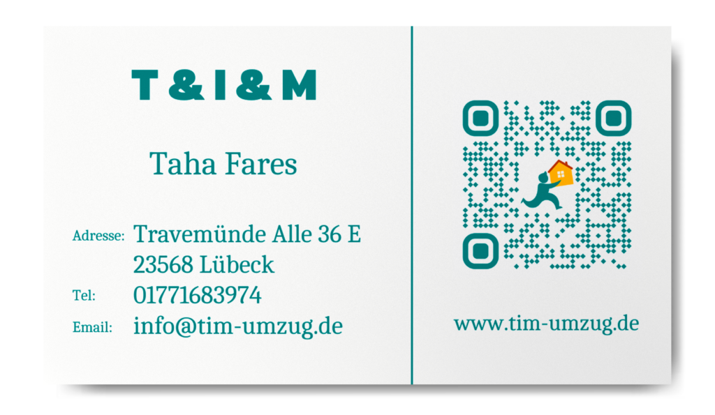 Webdesign Lübeck SEO Lübeck Northbay Digital & Design TIM-Umzug - Rückseite Visitenkarte