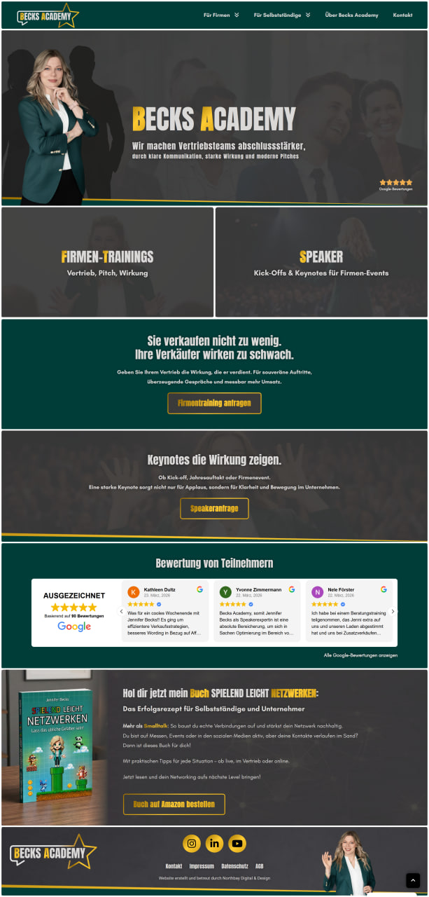 Webdesign SEO Lübeck Northbay Digital Design Agentur becks-academy.de