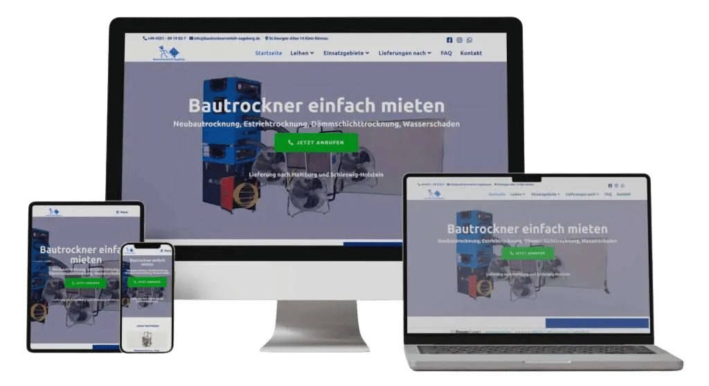 Webdesign und SEO Lübeck Referenz Bautrocknerverleih-Segeberg